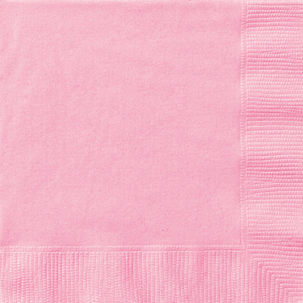 LOVELY PINK 20 BEVERAGE NAPKINS 2PLY 25.4CM X 25.4CM (10" X 10")